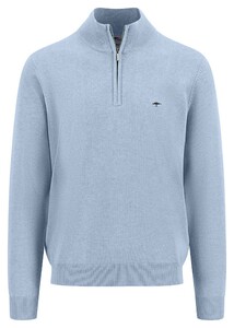 Fynch-Hatton Troyer Zip Uni Color Superfine Cotton Knit Trui Summer Breeze