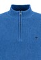 Fynch-Hatton Troyer Zip Uni Structure Knit Superfine Cotton Pullover Bright Ocean