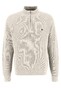 Fynch-Hatton Troyer Zip Uni Structure Knit Superfine Cotton Pullover Off White