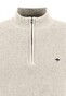 Fynch-Hatton Troyer Zip Uni Structure Knit Superfine Cotton Pullover Off White