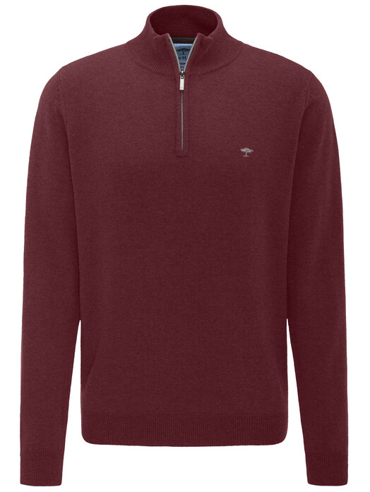 Fynch-Hatton Troyer Zip Wool Cashmere Trui Indian Red