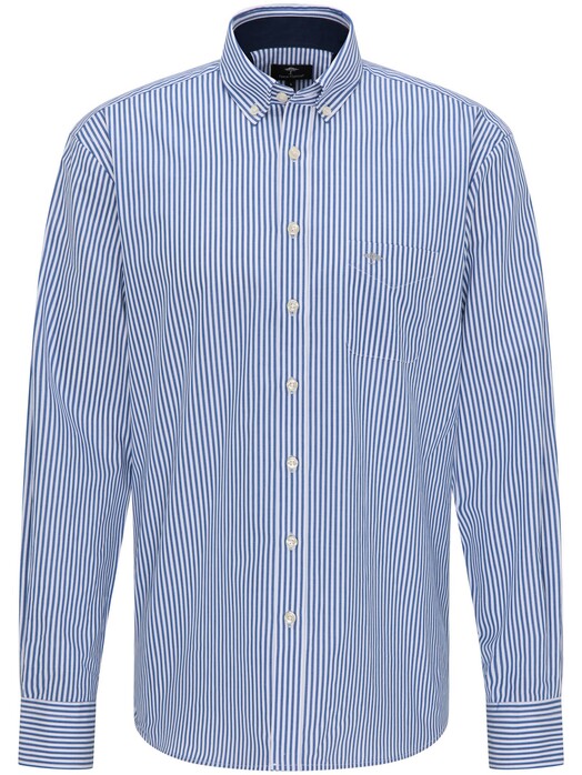 Fynch-Hatton Twill Stripe Button Down Overhemd Blauw