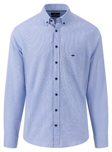 Fynch-Hatton Two-Ply Fine Fantasy Pattern Shirt Crystal Blue