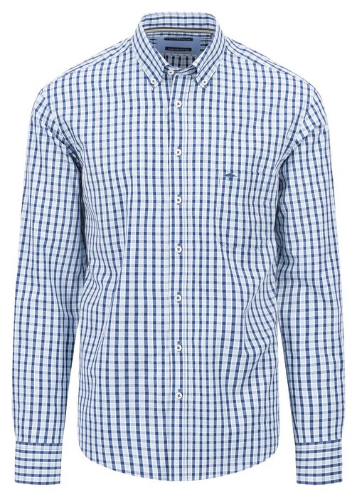 Fynch-Hatton Two-Tone Check Button-Down Overhemd Midnight