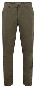 Fynch-Hatton Two-Tone Cotton Linnen Texture Broek Donker Khaki