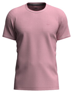 Fynch-Hatton Two-Tone Crew Neck Subtle Texture Cotton T-Shirt Peony