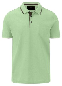 Fynch-Hatton Two-Tone Mercerized Cotton Poloshirt Soft Green