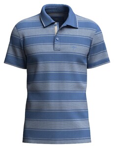 Fynch-Hatton Two-Tone Multi Wide Stripe Poloshirt Crystal Blue