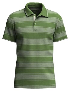 Fynch-Hatton Two-Tone Multi Wide Stripe Poloshirt Leaf Green