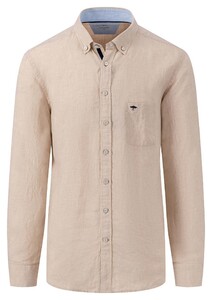 Fynch-Hatton Uni Button-Down Linen Shirt Stone