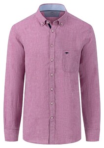 Fynch-Hatton Uni Button-Down Linnen Overhemd Dusty Lavender
