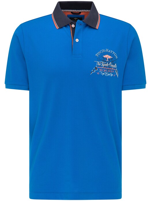 Fynch-Hatton Uni Chest Logo Contrast Maritime Poloshirt Royal