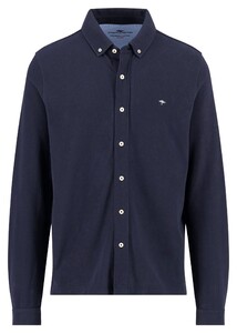 Fynch-Hatton Uni Color Button Down Polo Feel Premium Cotton Shirt Navy