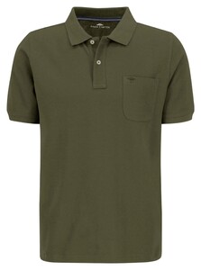 Fynch-Hatton Uni Color Chest Pocket Premium Cotton Polo Donker Khaki