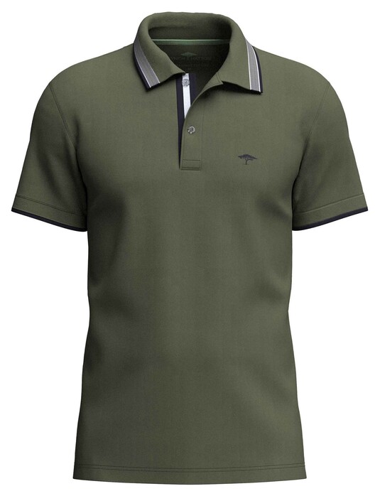 Fynch-Hatton Uni Color Contrast Tipping Polo Dusty Olive