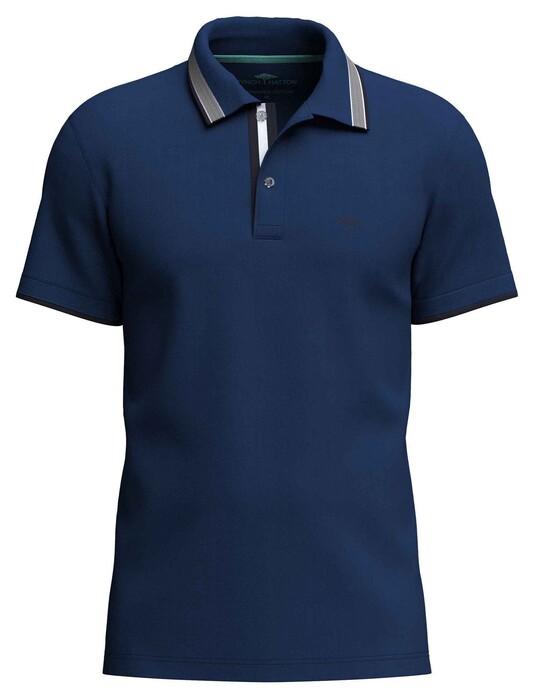 Fynch-Hatton Uni Color Contrast Tipping Polo Midnight