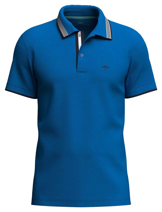 Fynch-Hatton Uni Color Contrast Tipping Polo Vibrant Blue