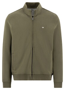 Fynch-Hatton Uni Color Full Zip Cotton Sweat Cardigan Dark Khaki