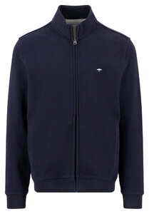 Fynch-Hatton Uni Color Full Zip Cotton Sweat Cardigan Navy