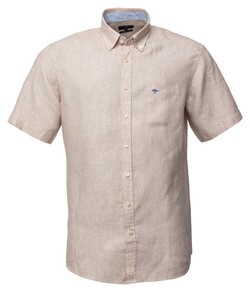 Fynch-Hatton Uni Color Linnen Short Sleeve Button-Down Overhemd Nature