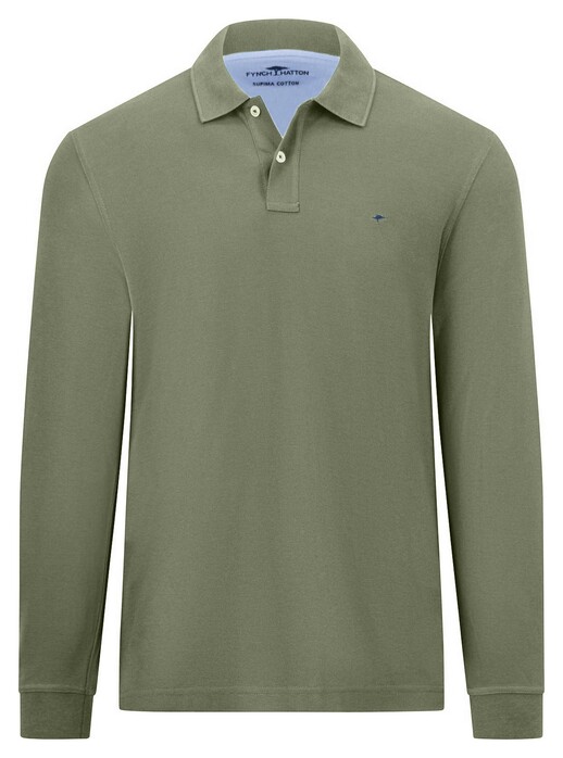 Fynch-Hatton Uni Color Longsleeve Supima Cotton Polo Light Khaki