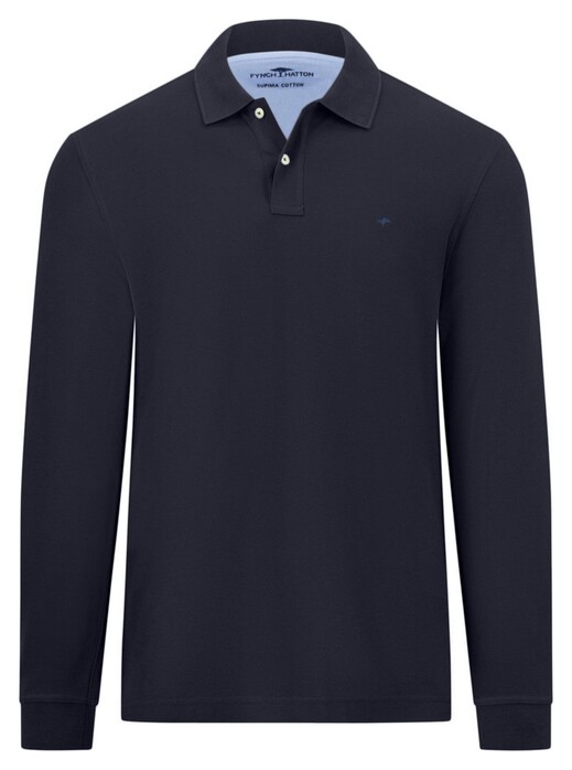 Fynch-Hatton Uni Color Longsleeve Supima Cotton Polo Navy