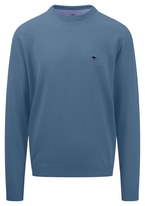 Fynch-Hatton Uni Color O-Neck Superfine Cotton Pullover Cloud Blue