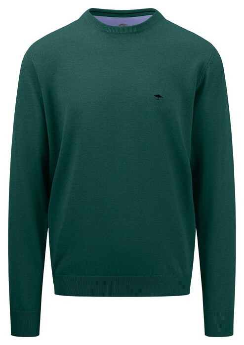 Fynch-Hatton Uni Color O-Neck Superfine Cotton Pullover Dark Emerald