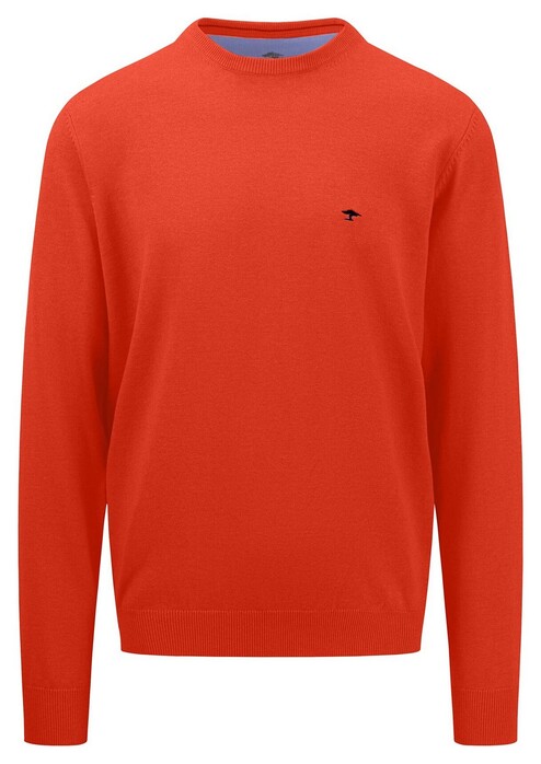 Fynch-Hatton Uni Color O-Neck Superfine Cotton Pullover Flame