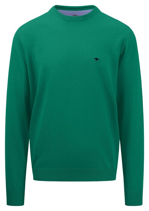 Fynch-Hatton Uni Color O-Neck Superfine Cotton Pullover Grass Green