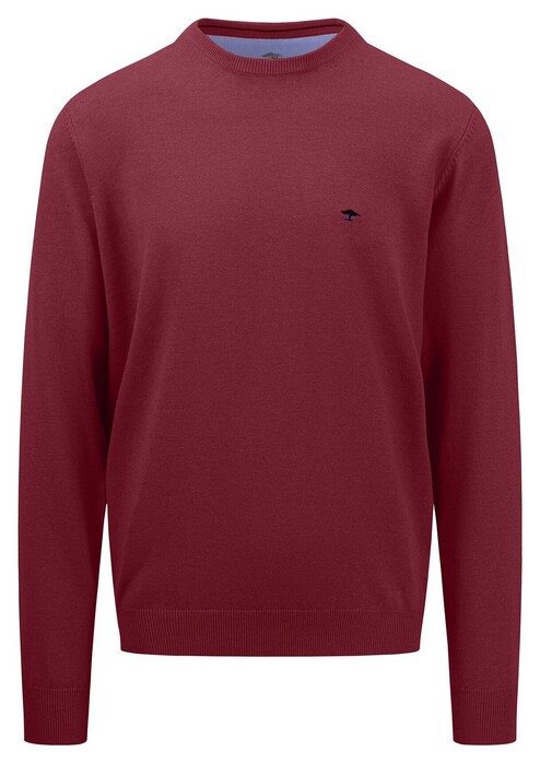 Fynch-Hatton Uni Color O-Neck Superfine Cotton Pullover Ruby Red