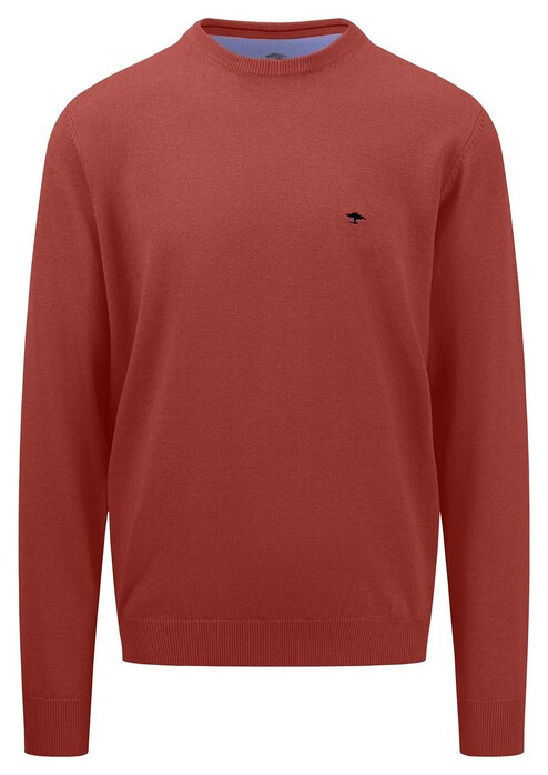 Fynch-Hatton Uni Color O-Neck Superfine Cotton Pullover Rust