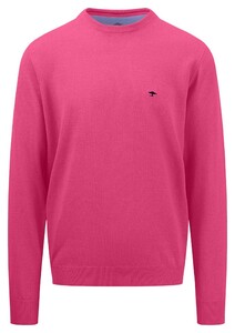 Fynch-Hatton Uni Color O-Neck Superfine Cotton Trui Fuchsia