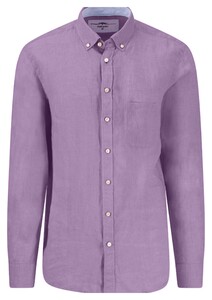 Fynch-Hatton Uni Color Premium Linen Button-Down Shirt Light Purple