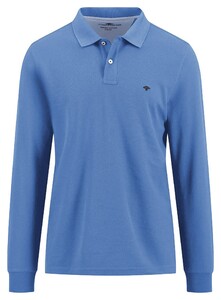 Fynch-Hatton Uni Color Premium Supima Cotton Long Sleeve Polo Crystal Blue