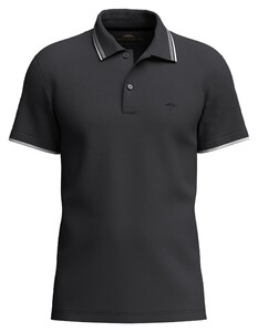Fynch-Hatton Uni Color Subtle Contrast Tipping Polo Asphalt