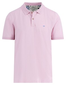 Fynch-Hatton Uni Color Subtle Texture Slub Cotton Poloshirt Light Peony