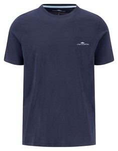 Fynch-Hatton Uni Color Subtle Tone-On-Tone Logo Crew Neck T-Shirt Navy