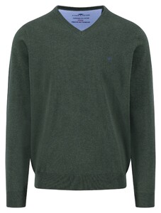 Fynch-Hatton Uni Color Superfine Cotton V-Neck Trui Dark Ivy
