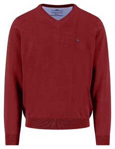 Fynch-Hatton Uni Color Superfine Cotton V-Neck Trui Garnet Red