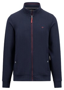 Fynch-Hatton Uni Color Texture Zip Cardigan Structure Interlock Navy