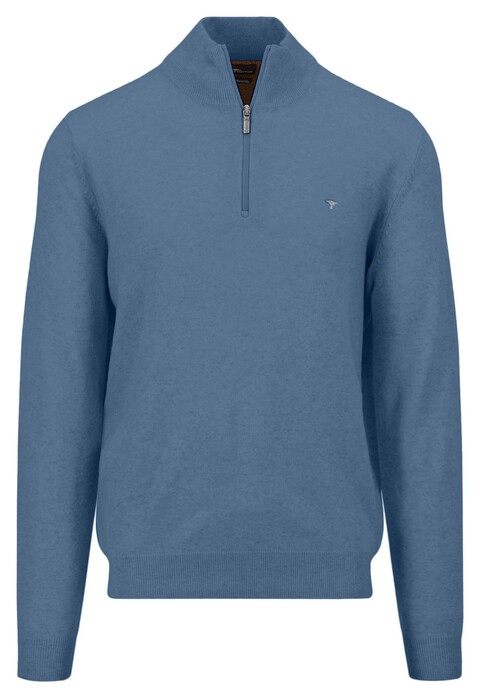 Fynch-Hatton Uni Color Troyer Zip Lambswool Pullover Cloud Blue