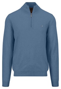 Fynch-Hatton Uni Color Troyer Zip Lambswool Trui Cloud Blue