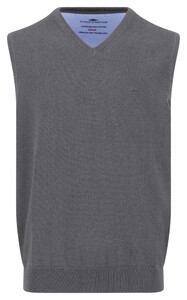 Fynch-Hatton Uni Color V-Neck Slipover Superfine Cotton Slip-Over Steel