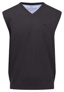 Fynch-Hatton Uni Color V-Neck Superfine 3-Ply Cotton Slip-Over Charcoal