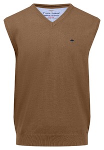 Fynch-Hatton Uni Color V-Neck Superfine 3-Ply Cotton Slip-Over Earth