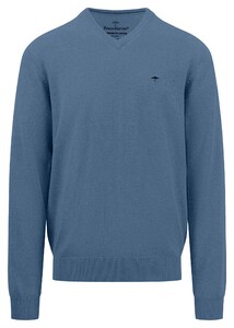 Fynch-Hatton Uni Color V-Neck Superfine Cotton Pullover Cloud Blue