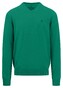 Fynch-Hatton Uni Color V-Neck Superfine Cotton Pullover Grass Green