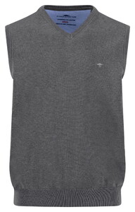Fynch-Hatton Uni Color V-Neck Superfine Cotton Slip-Over Steel
