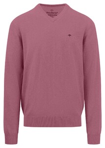 Fynch-Hatton Uni Color V-Neck Superfine Cotton Trui Pale Blush